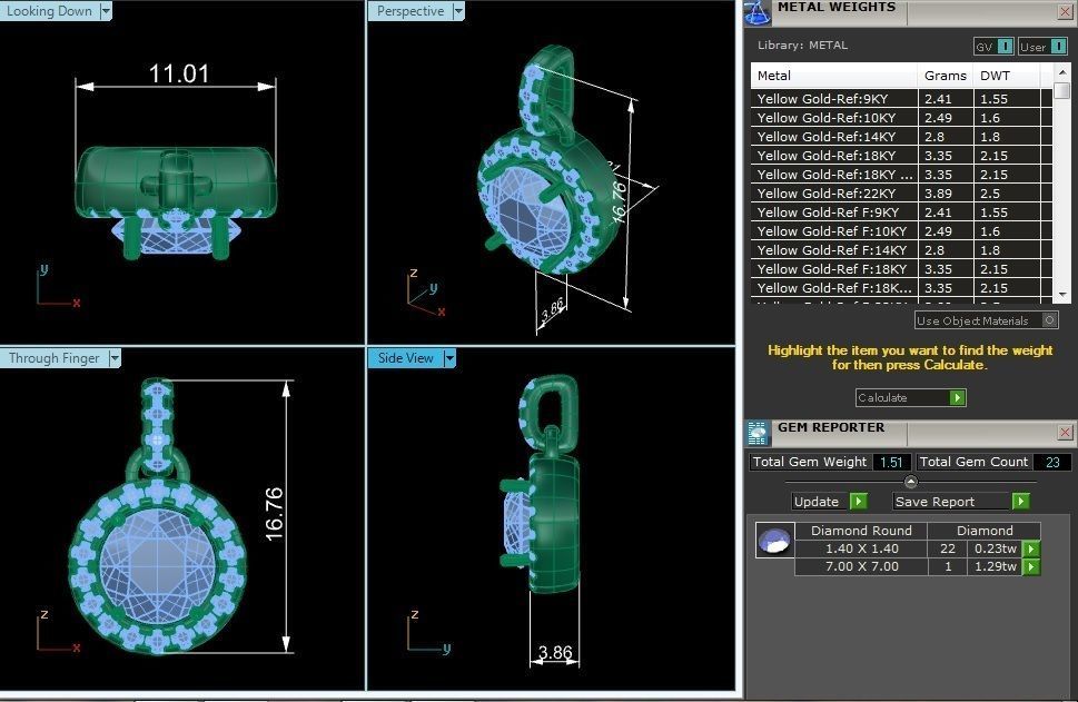 Halo pendant Necklace - 1.51 Ct