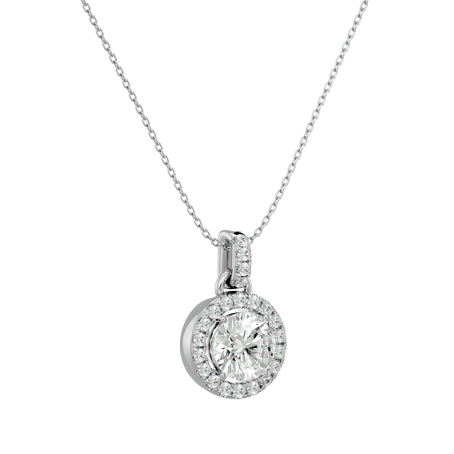 Halo pendant Necklace - 1.51 Ct