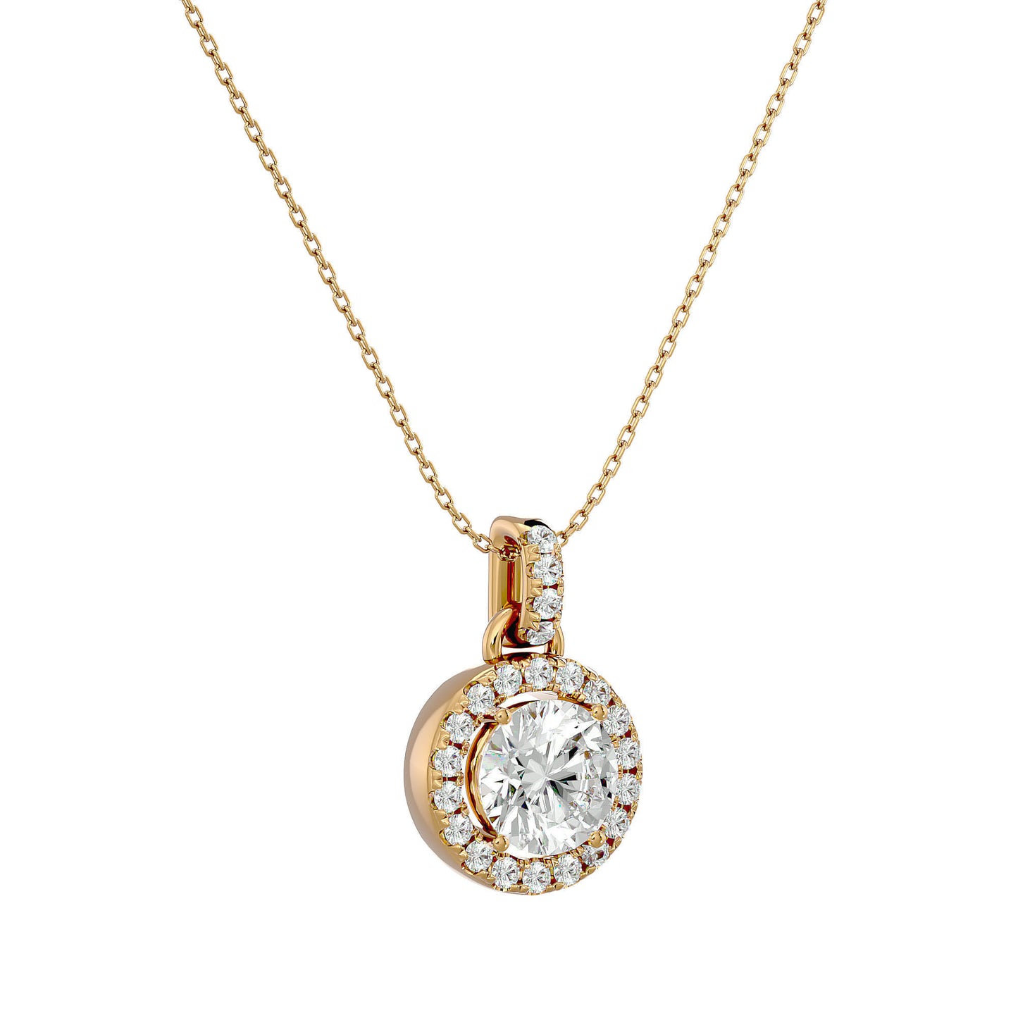 Halo pendant Necklace - 1.51 Ct
