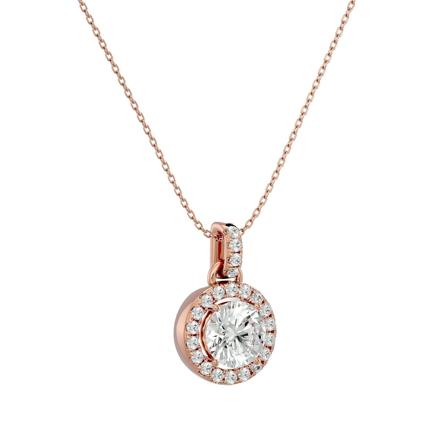 Halo pendant Necklace - 1.51 Ct