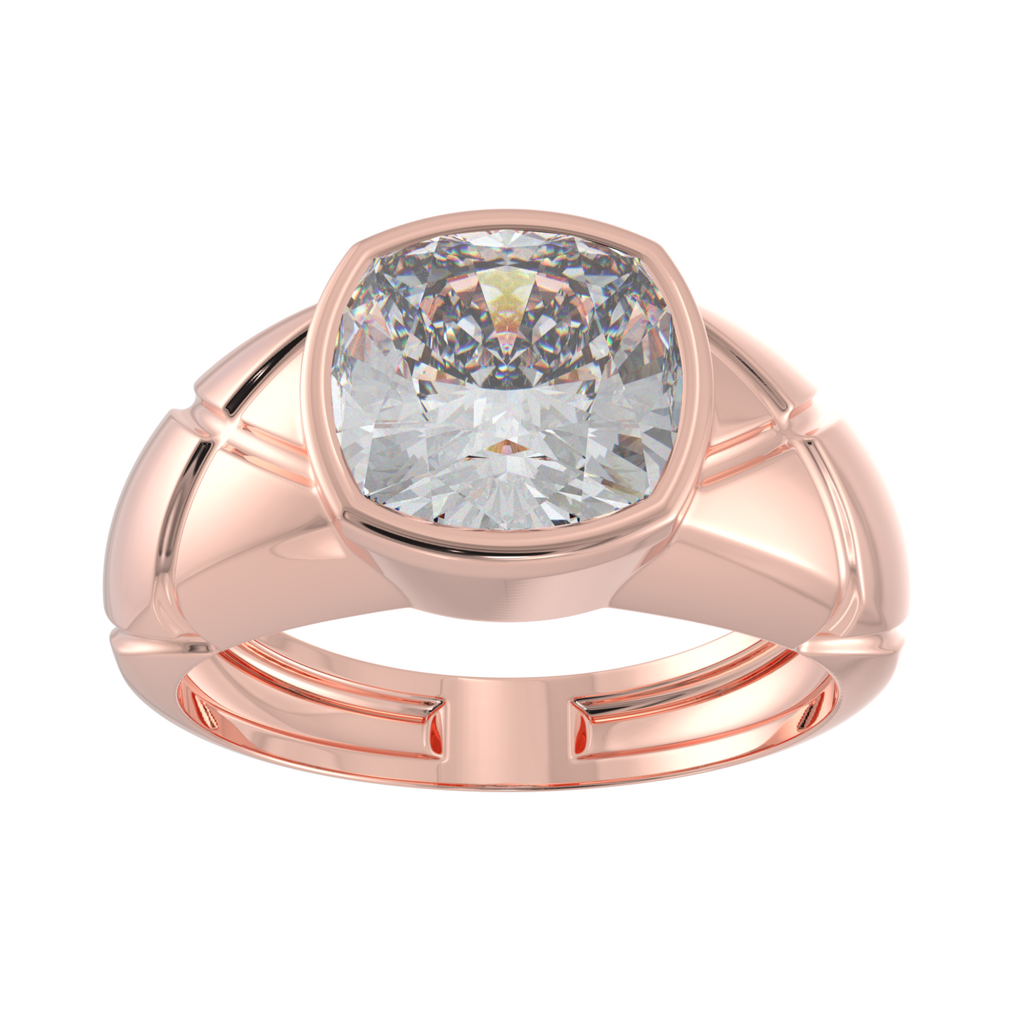 Cushion Cut Moissanite Diamond Ring in Gold