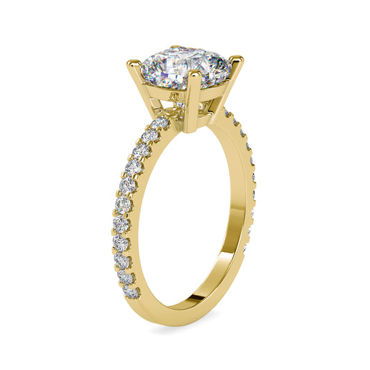 Anuga 1 CT to 2 CT Cushion Solitaire Ring Moissanite or Lab Diamond in Gold