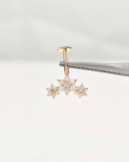 Trio Flower Bugadi Piercing Earring