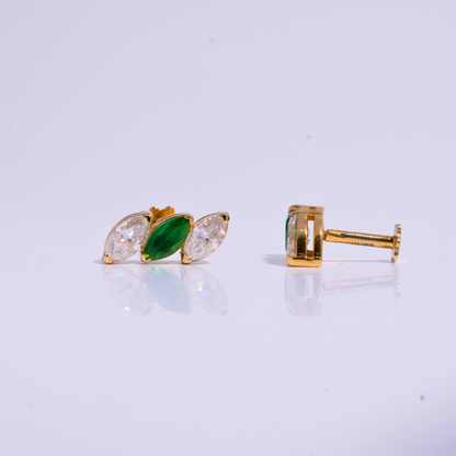 Three stone Emerald Marquise Earrings by Vai Ra
