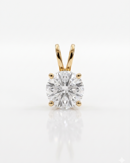 Feya Round Brilliant 2 CT Pendant in Moissanite and Lab Diamond by Vai Ra