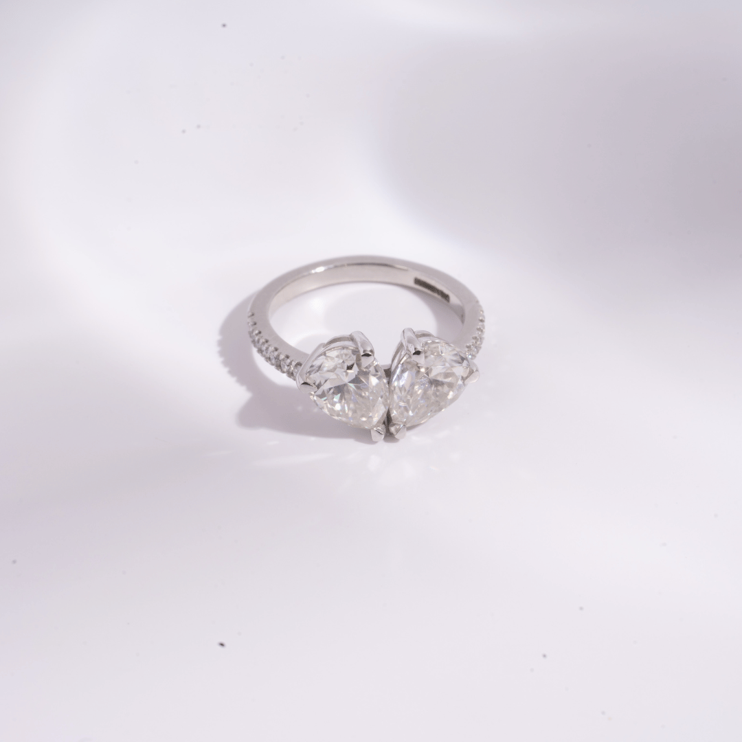 Kardia Toi Et Moi Ring in Moissnite and Lab Diamond by Vai Ra