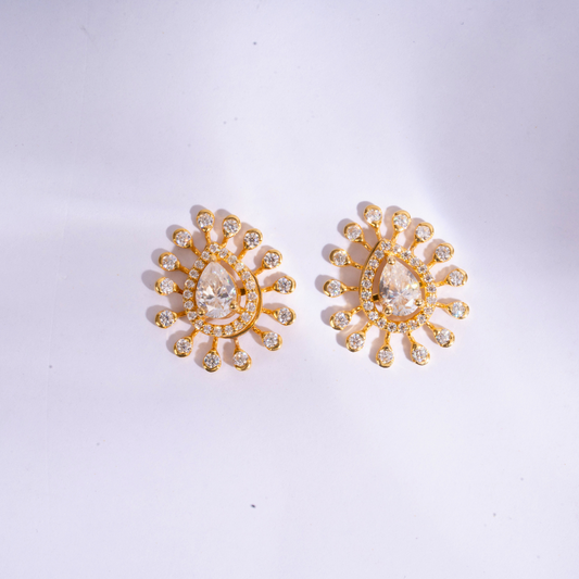 Pear Stud Earrigs in Moissanite and Lab Diamond by Vai Ra