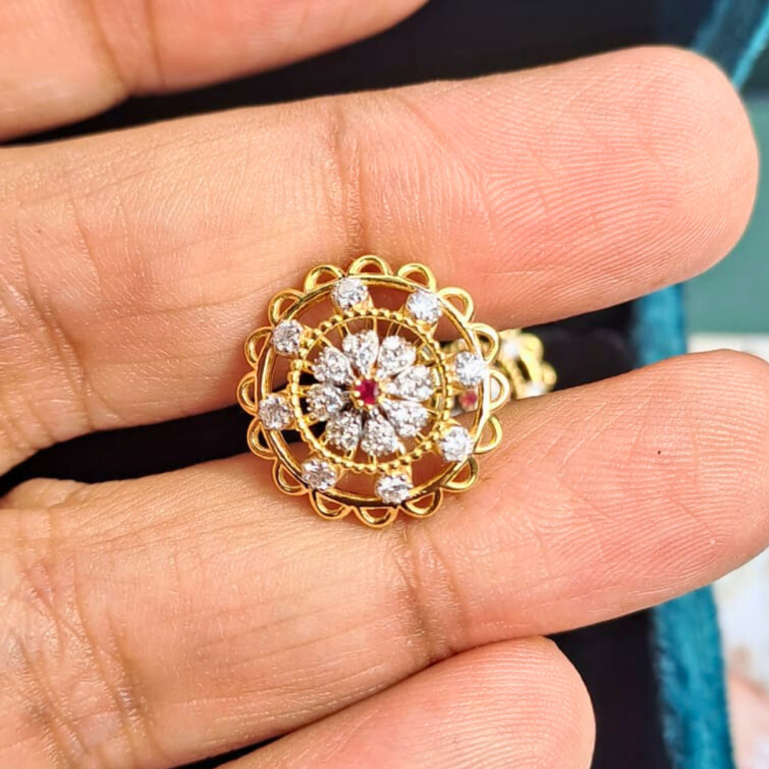 Kumuda Floral Earrings in Moissanite and Lab Diamond by Vai Ra