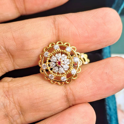 Kumuda Floral Earrings in Moissanite and Lab Diamond by Vai Ra