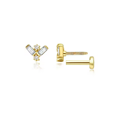 Baugette Corner Piercing Earrings