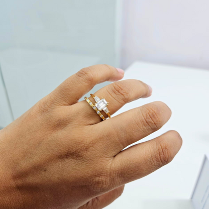 Prova Ring Set in Moissanite and Lab Diamond by Vai Ra