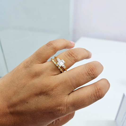 Prova Ring Set in Moissanite and Lab Diamond by Vai Ra
