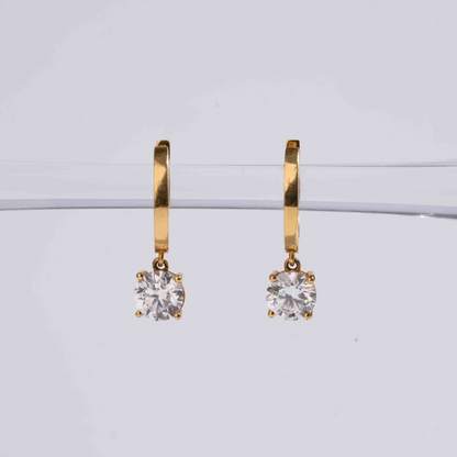 Round Drops - Type 2 Brilliant Cut Solitaire Earring 1 to 10 CT in Lab Diamond and Moissanite by Vai Ra