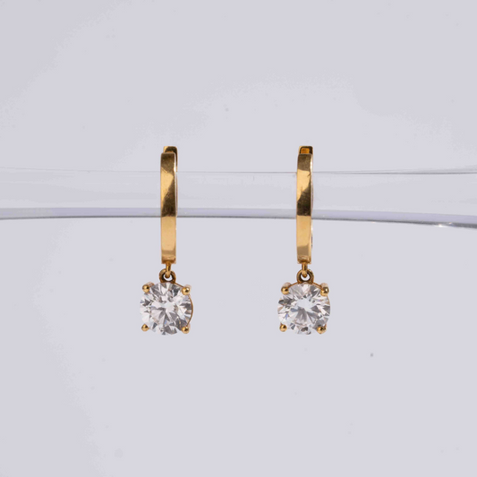 Round Drops - Type 2 Brilliant Cut Solitaire Earring 1 to 10 CT in Lab Diamond and Moissanite by Vai Ra