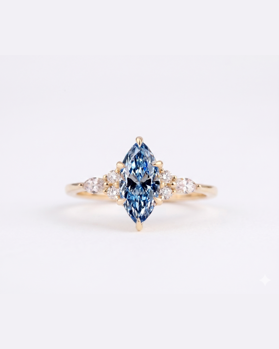 Azura Blue Marquise Cluster Coloured Diamond Ring 1.3CT