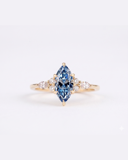 Azura Blue Marquise Cluster Coloured Diamond Ring 1.3CT