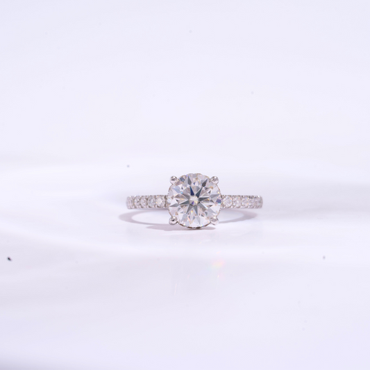 Atreyi Solitaire Ring with Pave setting in Lab Diamond and Moissanite by Vai   Ra