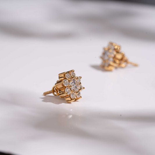 Floret Ear Rings in Moissanite and Lab Diamond by Vai Ra