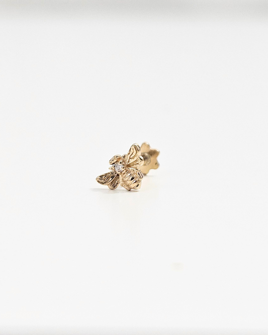 Honey Bee Gold Helix Piercing Earring by Vai Ra in Moissanite