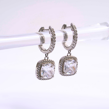 5 CT cushion Ear Hoops in Moissanite by Vai Ra