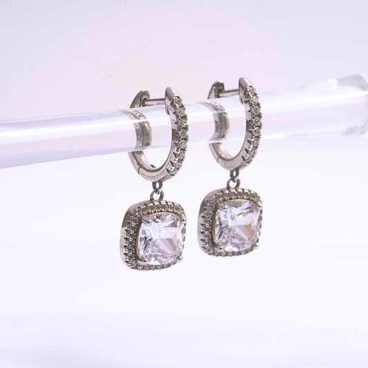 5 CT cushion Ear Hoops in Moissanite by Vai Ra
