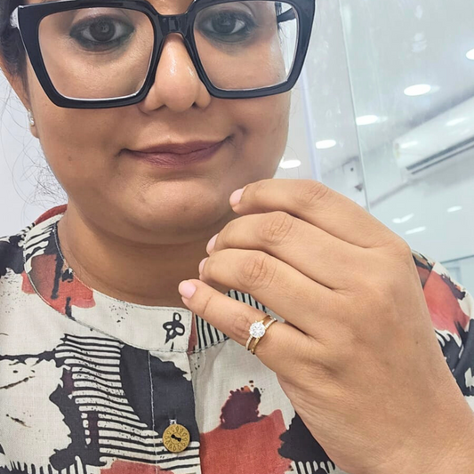 Abha Parallel Band in Moissanite and Lab Diamond by Vai Ra