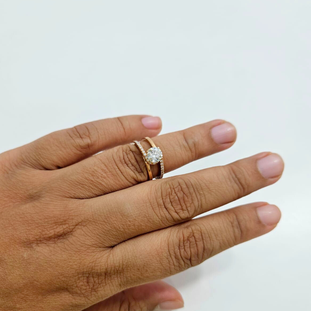 Linea Parallel Band in Moissanite and Diamond by Vai Ra