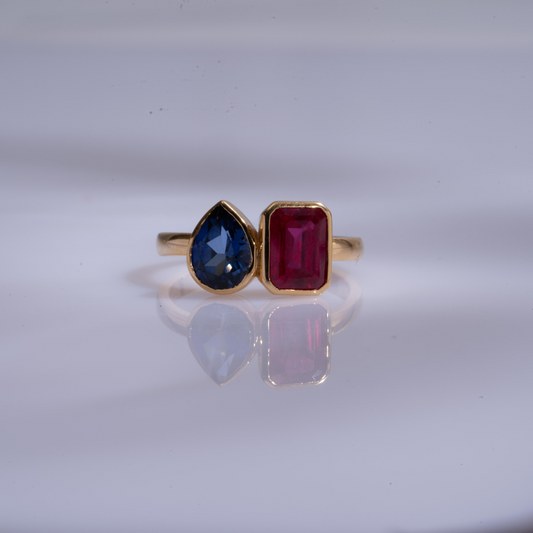 Toi Et Moi Ruby and Sapphire ring by Vai Ra 