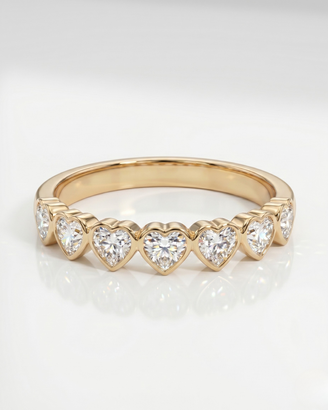 Mehr Heart Shaped Half Eternity Band in lab Diamond and Moissanite by Vai Ra