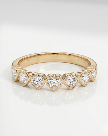 Mehr Heart Shaped Half Eternity Band in lab Diamond and Moissanite by Vai Ra