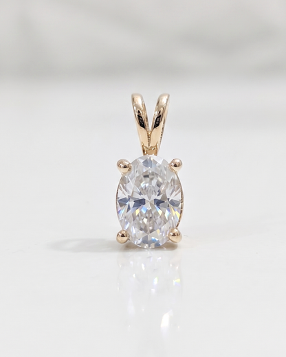 Zahra Oval Solitaire Pendant in Lab Diamond and Moissanite by Vai Ra