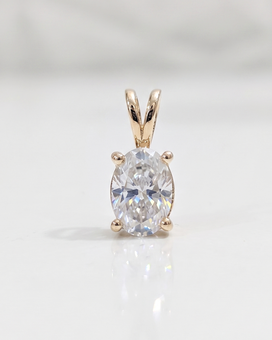 Zahra Oval Solitaire Pendant in Lab Diamond and Moissanite by Vai Ra