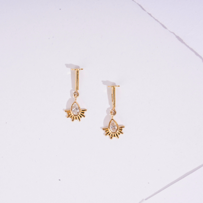 Sun Pear Bugadi Helix Piercings by Vai Ra in Moissanite and Lab Diamond
