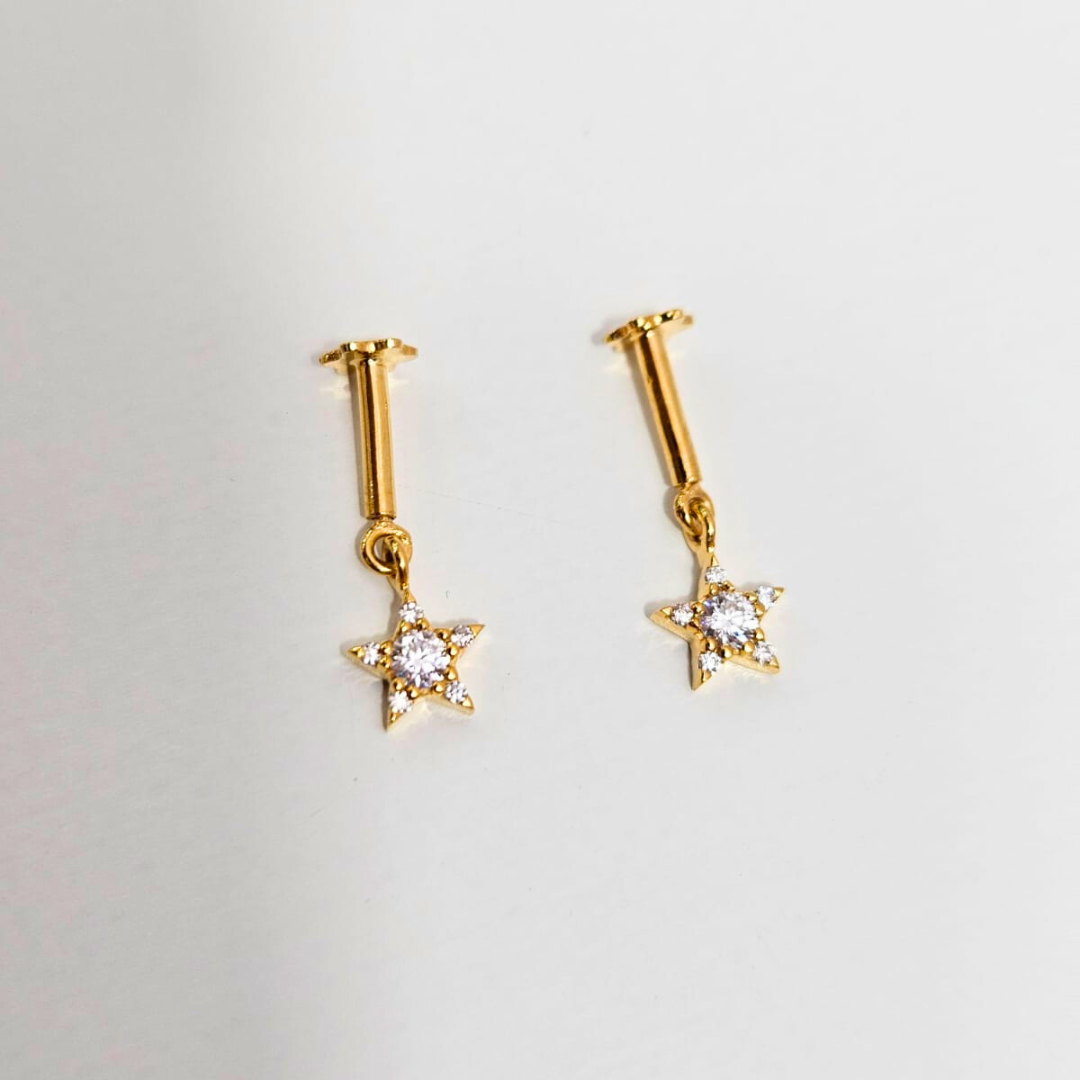 Star Diamond Bugadi - Helix Piercing Earring in Moissanite and Diamond by Vai Ra
