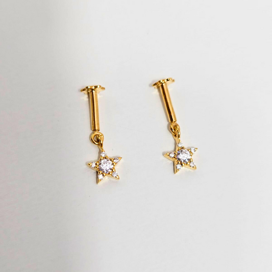 Star Diamond Bugadi - Helix Piercing Earring in Moissanite and Diamond by Vai Ra