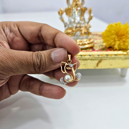 Ganesha Pendant in Pearl and Diamond by Vai Ra