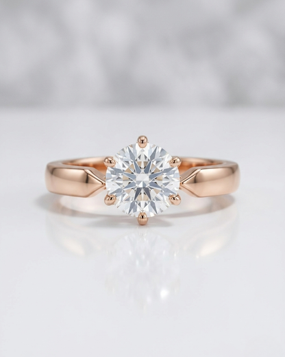 Safira Solitaire Ring 6 Prong in Gold with Lab diamond/Moissanite diamond