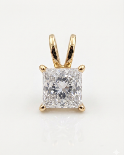 Reva 2 CT Princess Cut Pendant in Moissanite or Lab Diamond by Vai Ra