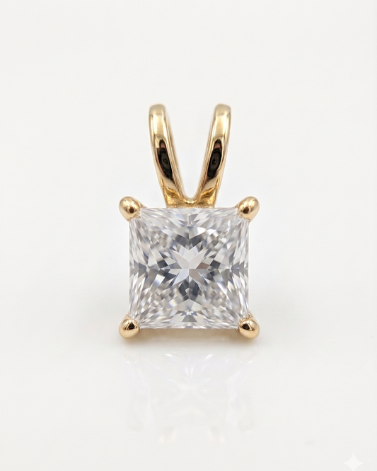 Reva 2 CT Princess Cut Pendant in Moissanite or Lab Diamond by Vai Ra