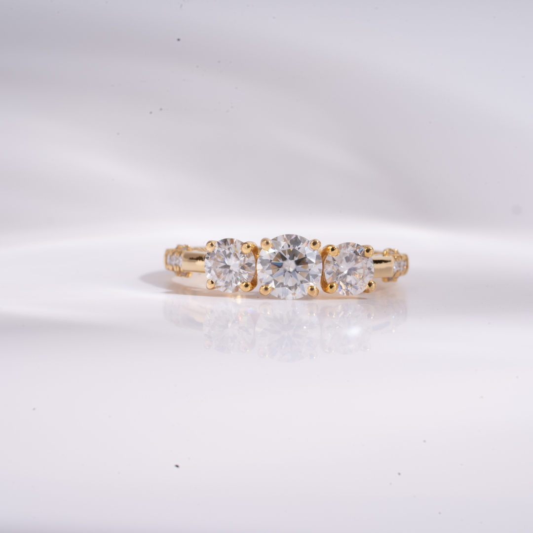 Zira Three Stone Ring in Moissanite by Vai Ra
