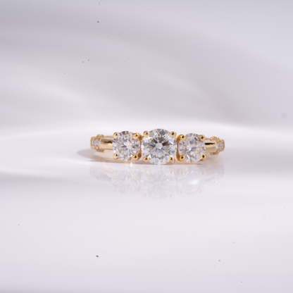 Zira Three Stone Ring in Moissanite by Vai Ra
