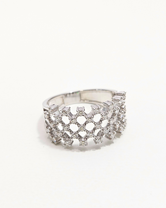 Neta Mesh Knit Ring 0.82 CT in Lab Diamond and Moissanite