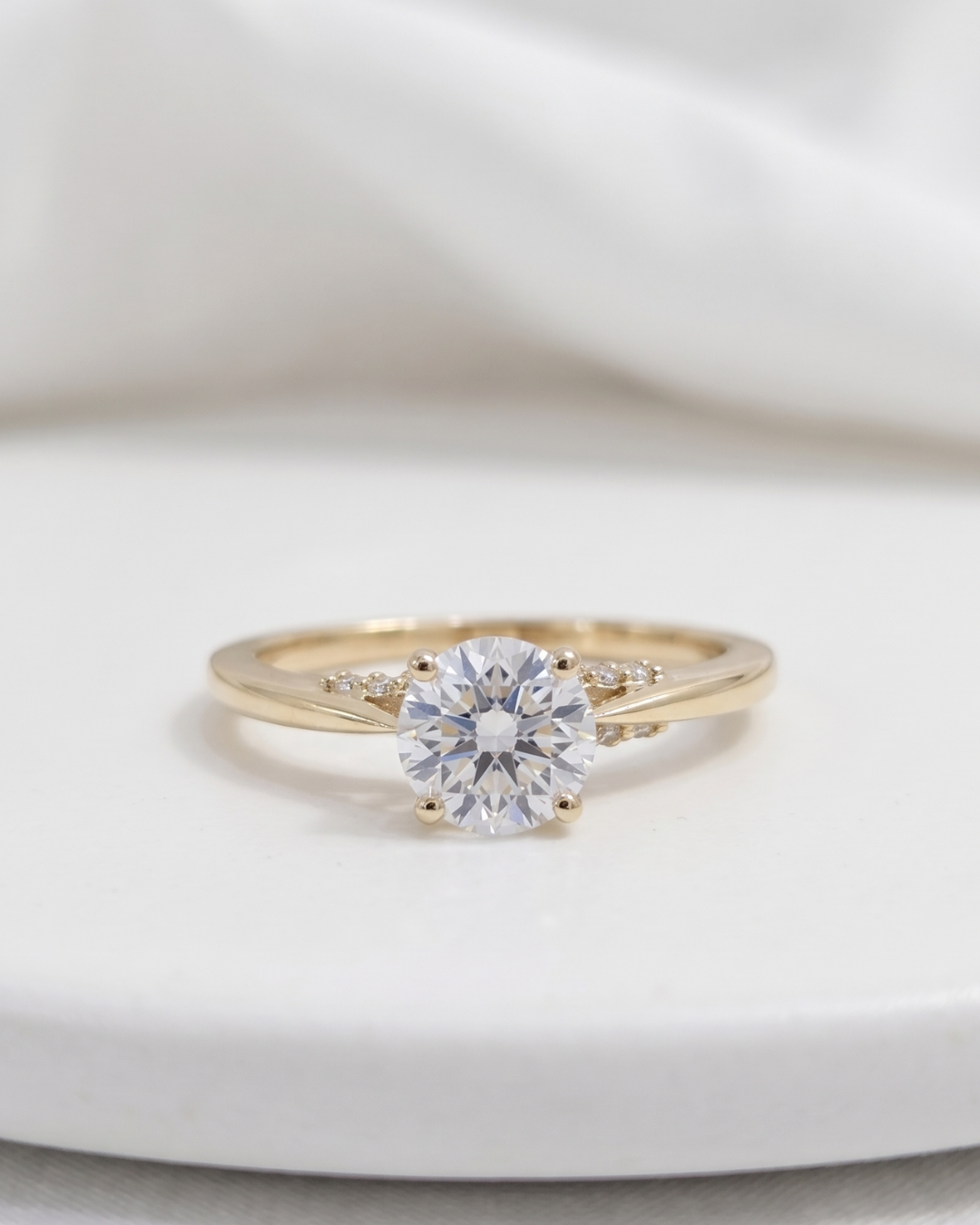 Minimalist Solitaire Ring in Lab Diamond and Moissanite by Vai Ra