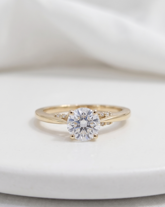 Minimalist Solitaire Ring in Lab Diamond and Moissanite by Vai Ra
