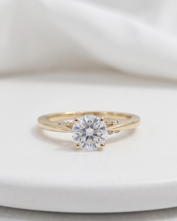 Minimalist Solitaire Ring in Lab Diamond and Moissanite by Vai Ra