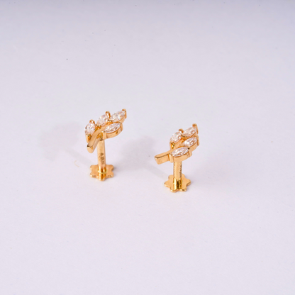 Vine Ear Piercings in Moissanite and Diamond by Vai Ra