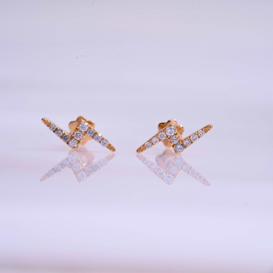 Diamond Bolt Ear Piercings in Moissanite and Diamonds by Vai Ra