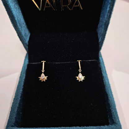 Sun Pear Bugadi Helix Piercings by Vai Ra in Moissanite and Lab Diamond