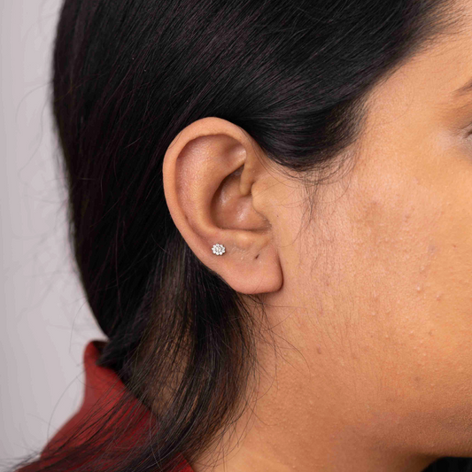 Sunflower Piercings in Moisannite and Lab Diamond by Vai Ra