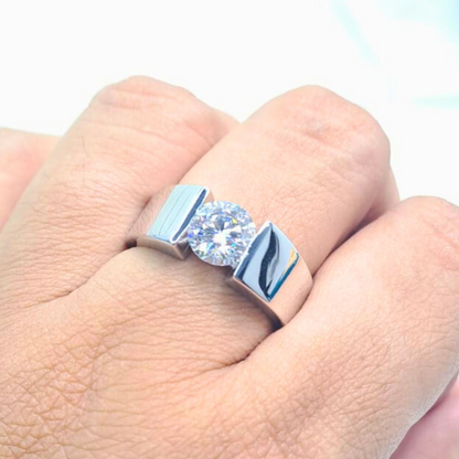Ajax Men's Solitaire ring 1.5 CT in Moissanite and Gold